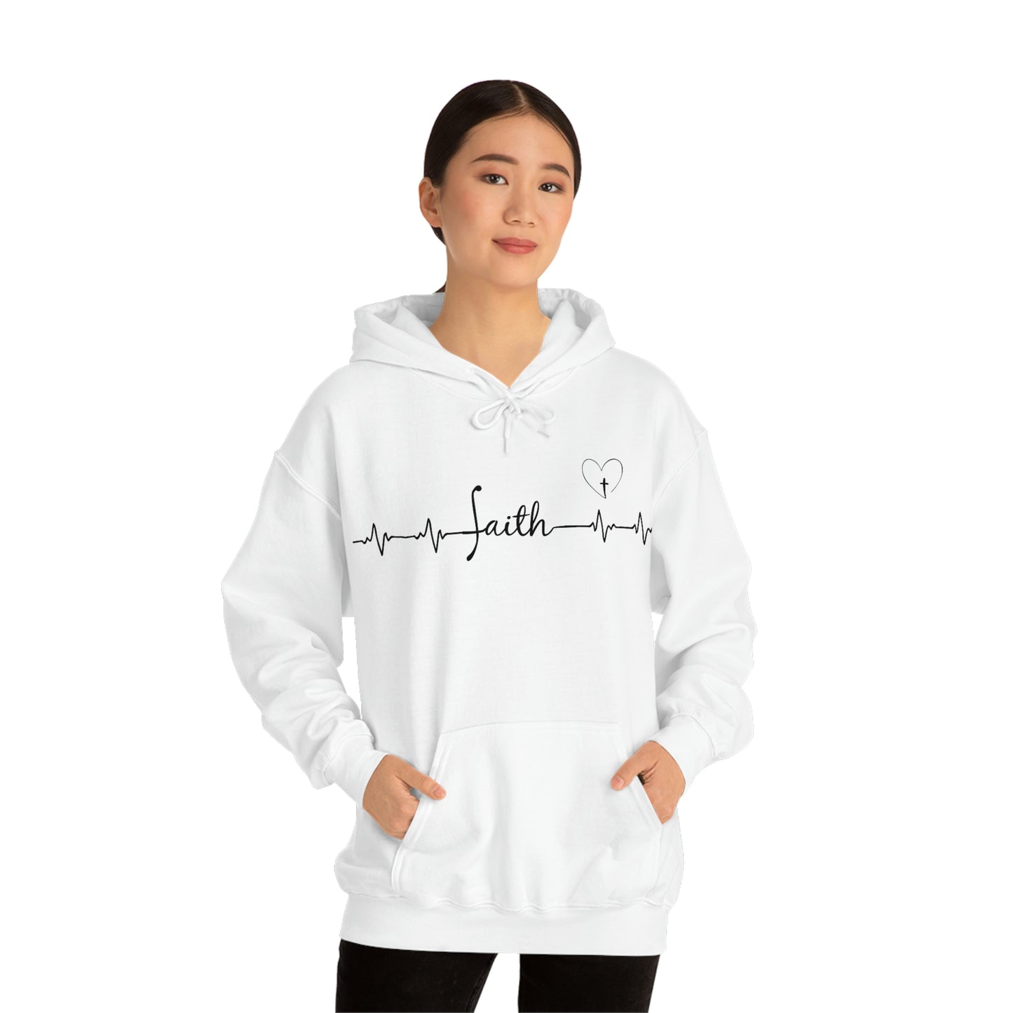 Faith with heartbeat design Women's Hooded Sweatshirt