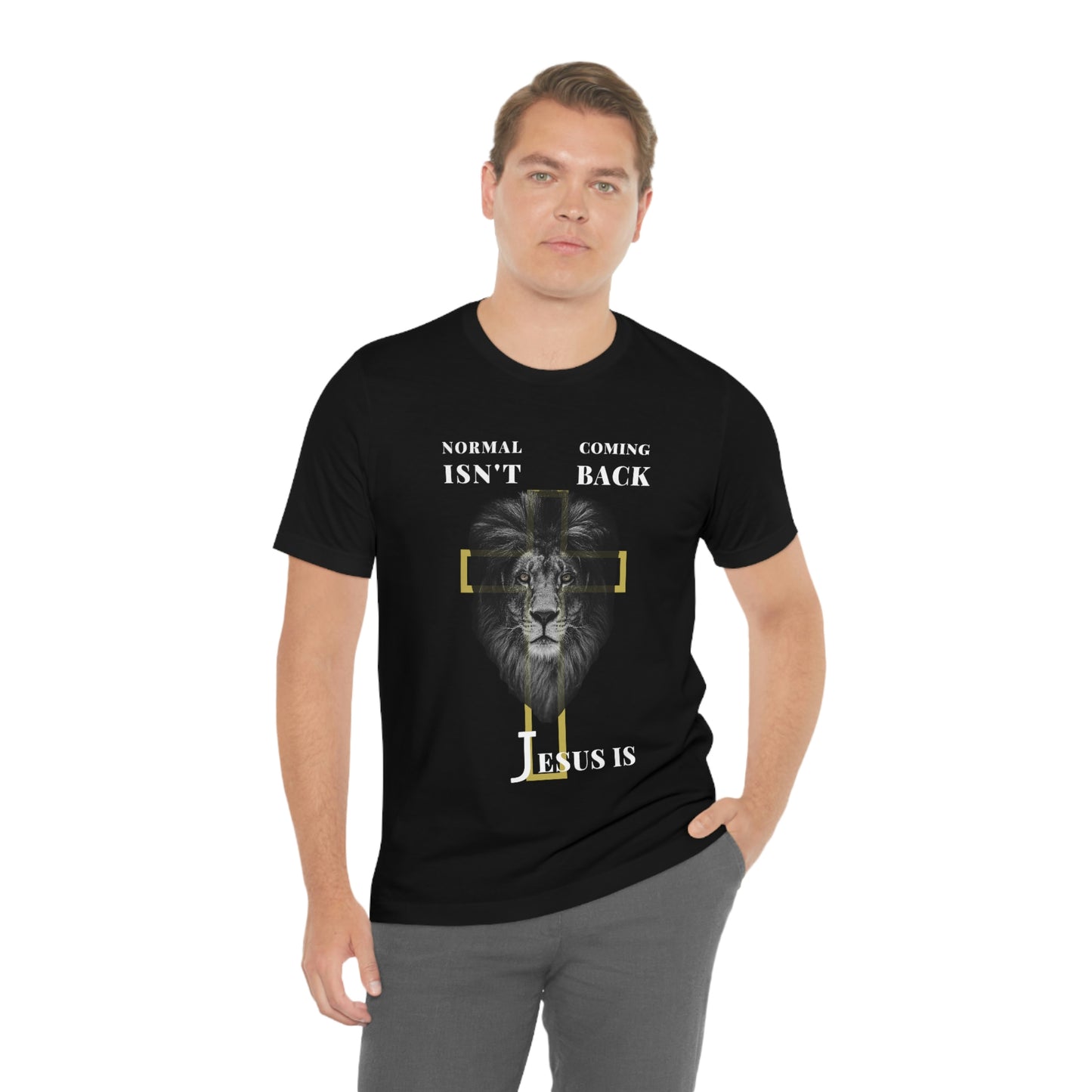 Normal isn't coming back, Jesus is Unisex black t-shirt