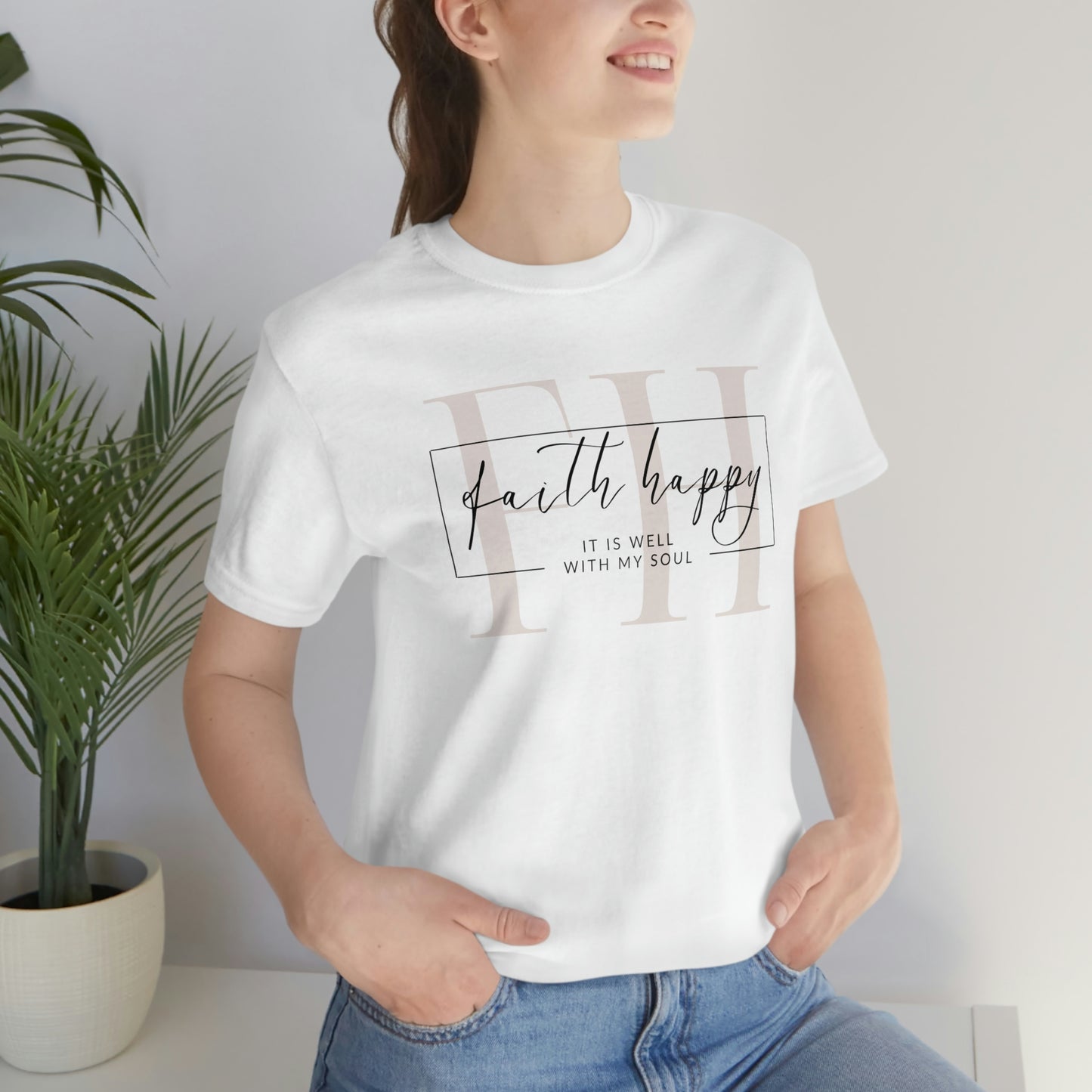 Faith Happy Women's Design White t-shirt