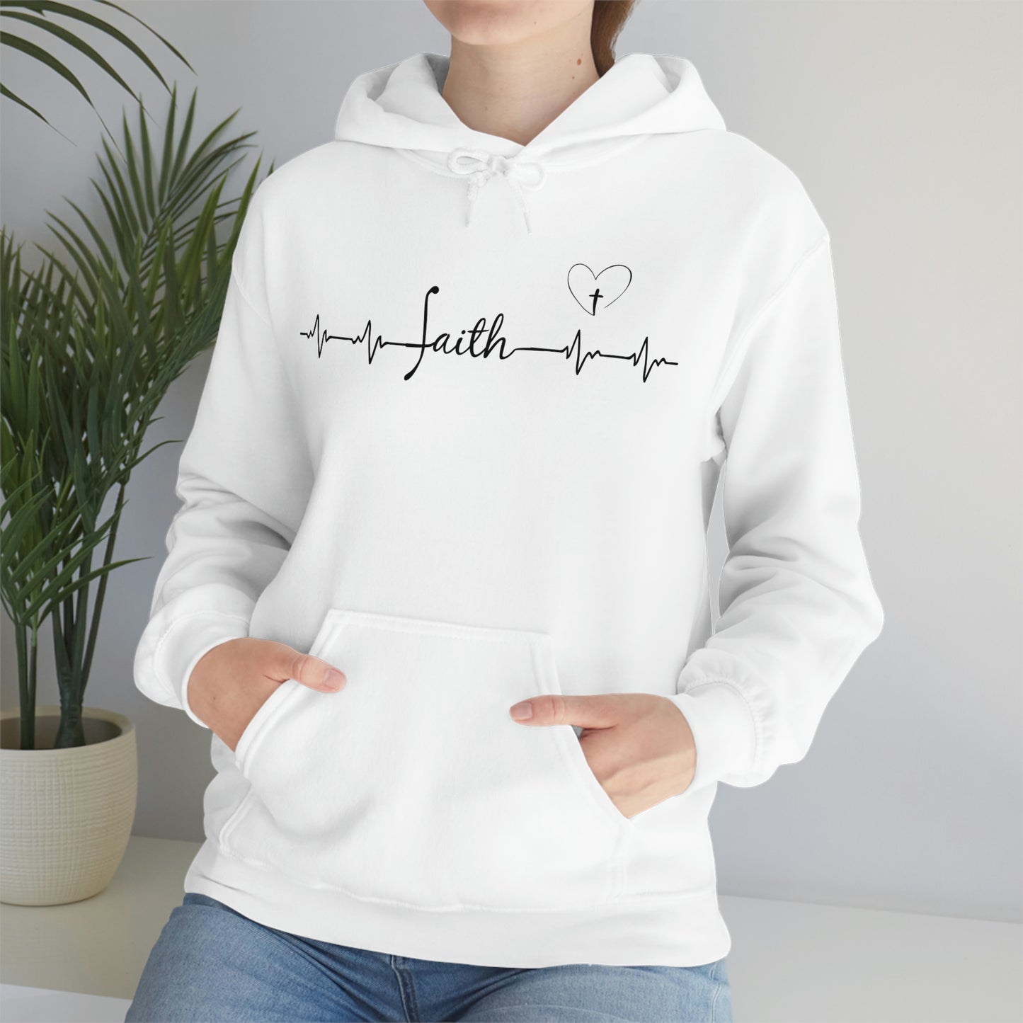 Faith with heartbeat design Women's Hooded Sweatshirt