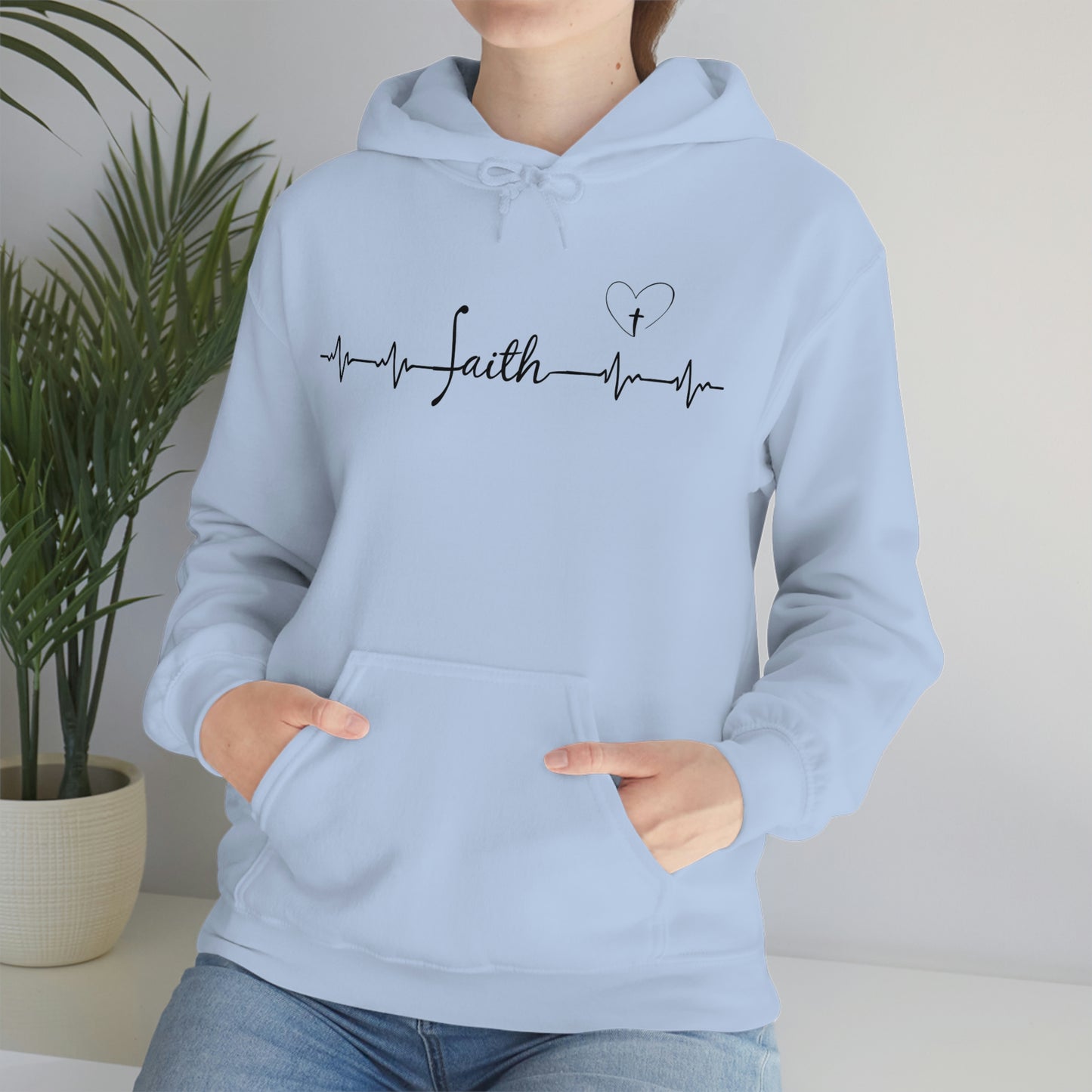 Faith with heartbeat design Women's Hooded Sweatshirt